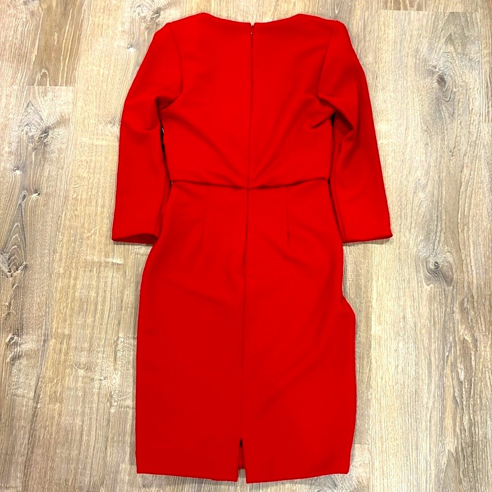 Badgley Mischka Red Textured Cross Over Wrap Dress - Picture 2 of 4